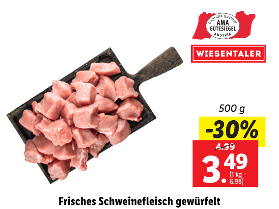  Frisches Schweinefleisch gewürfelt 