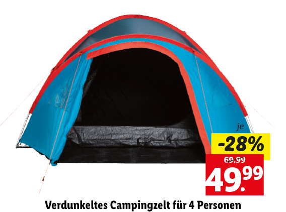 Verdunkeltes Campingzelt für 4 Personen