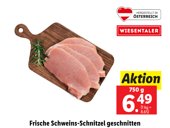 Frische Schweins-Schnitzel geschnitten