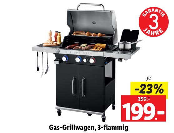  Gas-Grillwagen, 3-flammig 