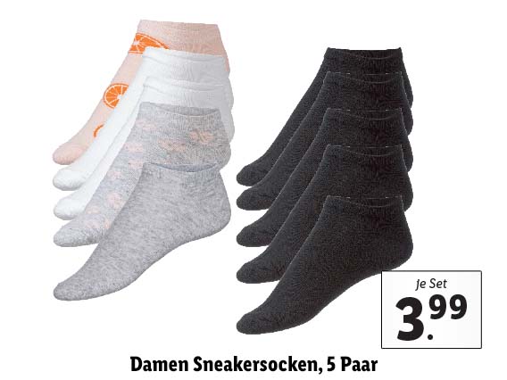 Damen Sneakersocken, 5 Paar