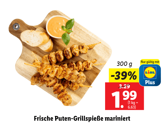  Frische Puten-Grillspieße mariniert 