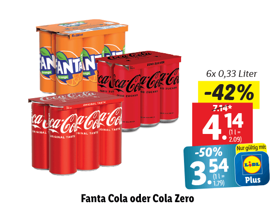  Coca-Cola Fanta oder Cola Zero 