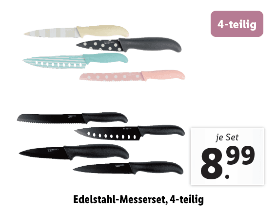  Edelstahl-Messerset, 4-teilig 