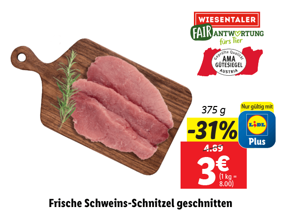 Frische Schweins-Schnitzel geschnitten