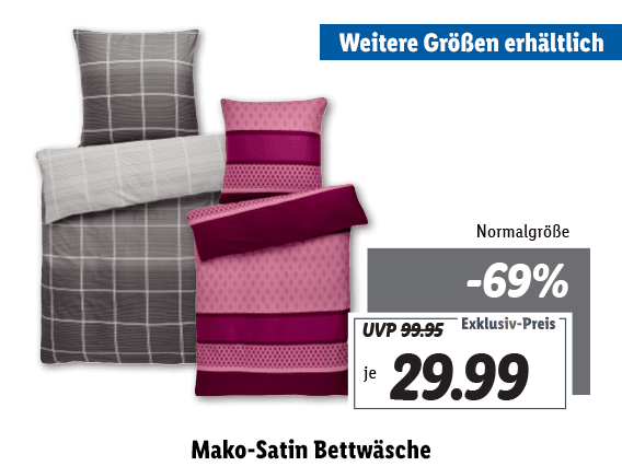 Mako-Satin Bettwäsche, Normalgröße