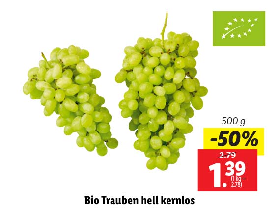  Bio Trauben hell kernlos