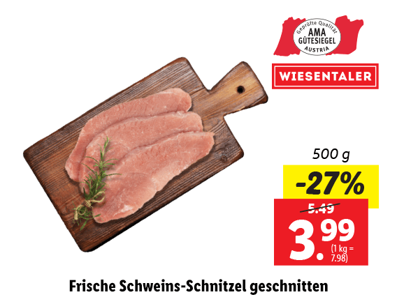  Frische Schweins-Schnitzel geschnitten 