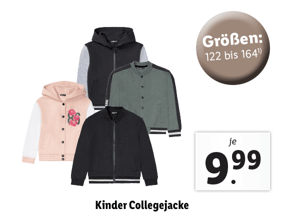  Kinder Collegejacke