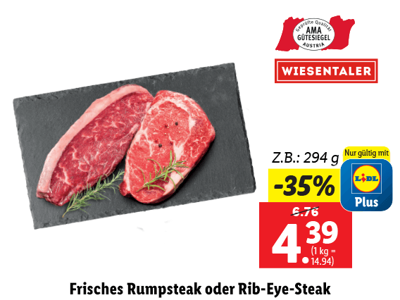 Frisches Rumpsteak oder Rib-Eye-Steak