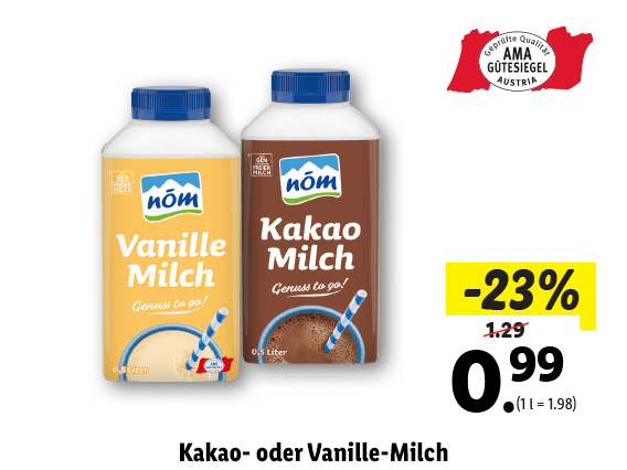 Kakao- oder Vanille-Milch