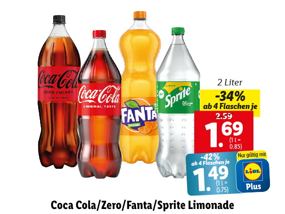 Coca Cola/Zero/Fanta/Sprite Limonade