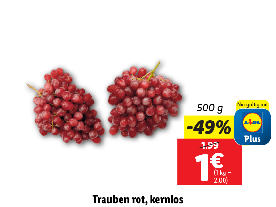 Trauben rot, kernlos