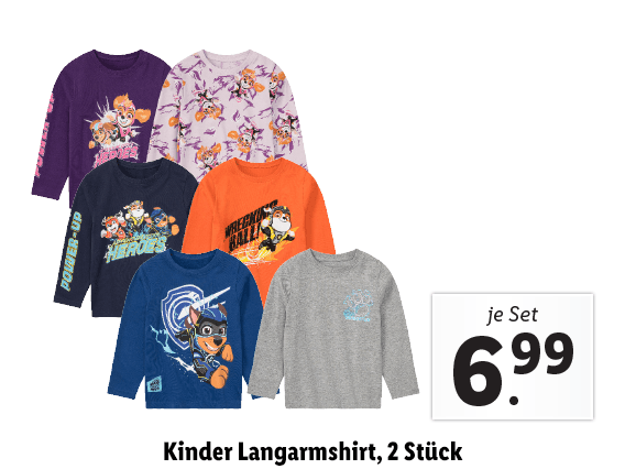 Kinder Langarmshirt, 2 Stück