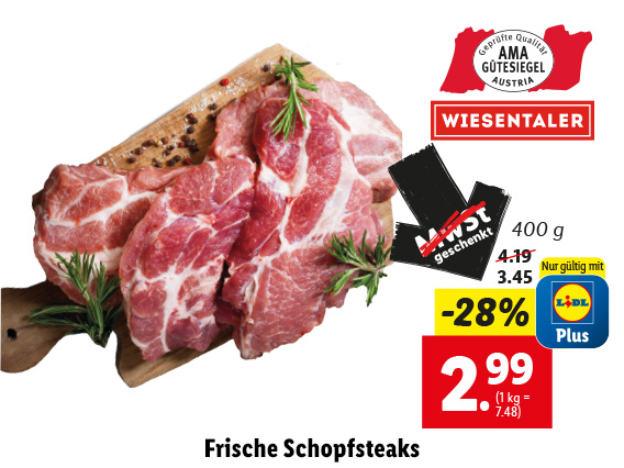 Frische Schopfsteaks