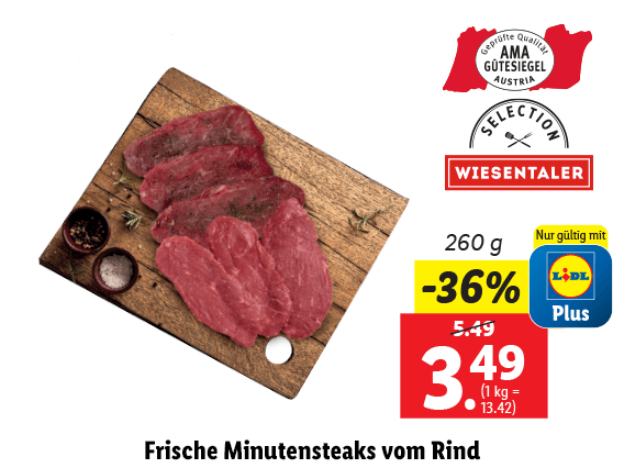 Frische Minutensteaks vom Rind