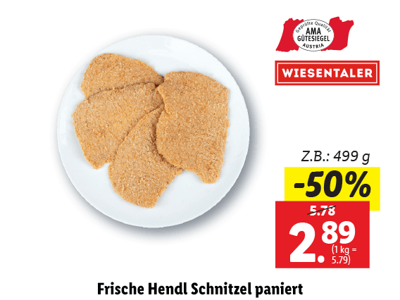 Hendl Schnitzel paniert