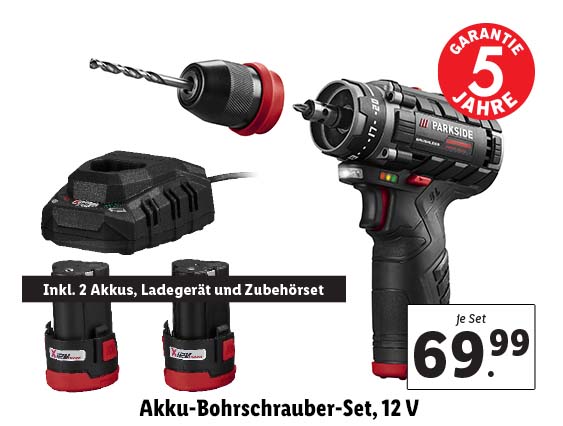 Akku-Bohrschrauber-Set, 12 V