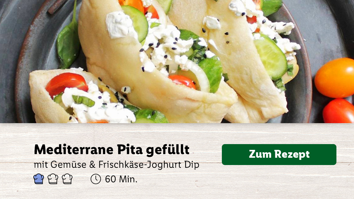 Mediterrane Pita gefüllt