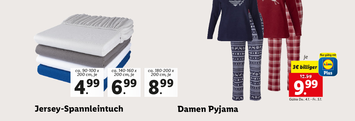 Jersey-Spannleintuch und Damen Pyjama