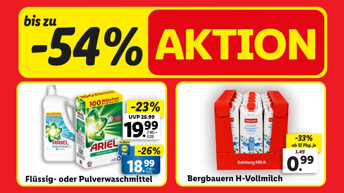 Aktion, Waschmittel und V-Vollmilch