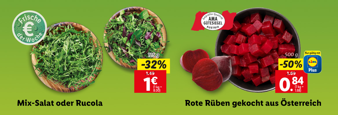Mix Salat oder rucola und Rote Rüben gekocht