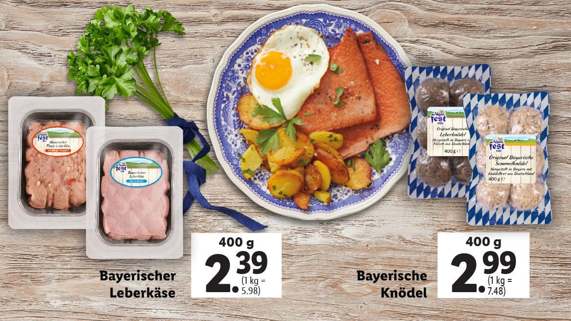 Bayerischer Leberkäse und Bayerische Knödel