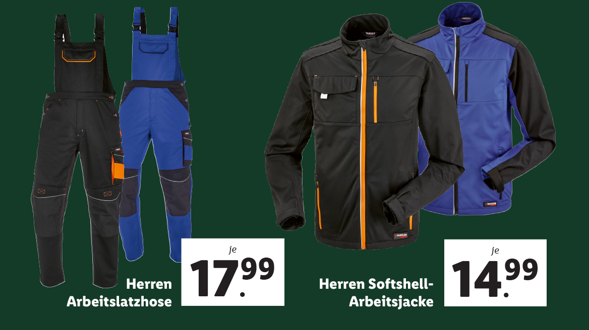 Herren Arbeitshose und Herren Softshelljacke