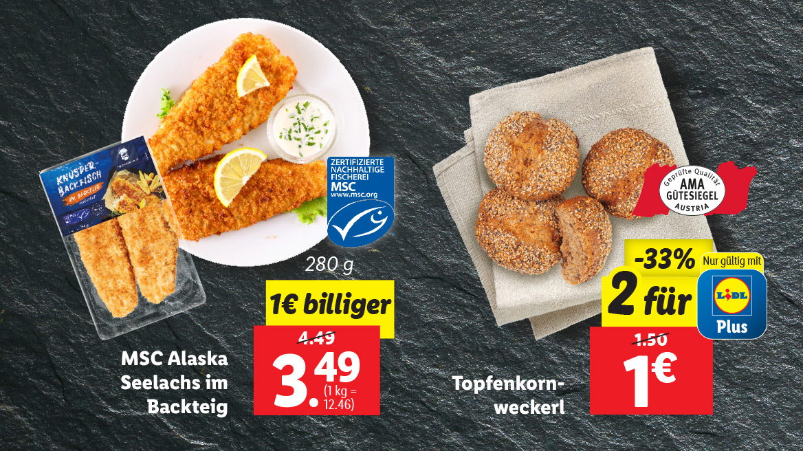 Alaska Seelachsfilet und Topfenkornweckerl