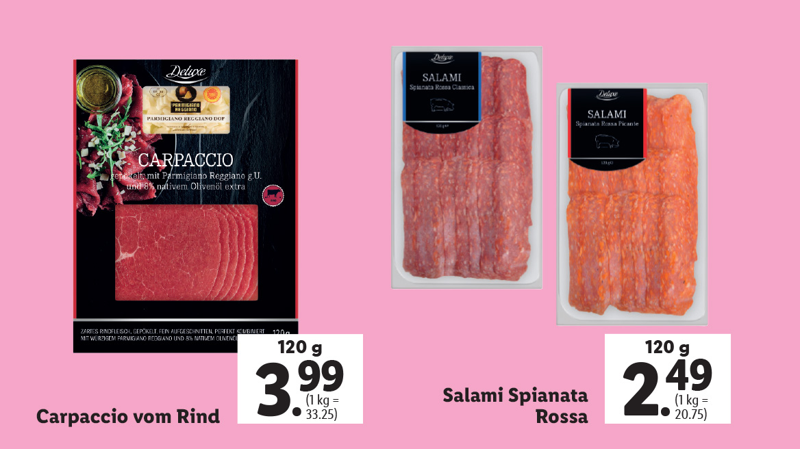 Carpaccio vom Rind und Salami Spianata Rossa