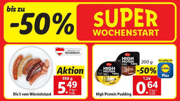 Super Wochenstart mit Würstchen oder High Protein Pudding