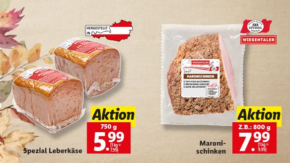 Food Angebote Spezial Leberkäse und Maronischinken