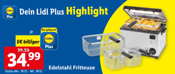 Lidl Plus Highlight Edelstahl Fritteuse
