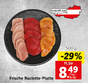 Frische Raclette-Platte