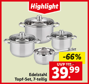 Edelstahl Topf-Set, 7-teilig