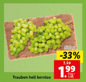 Frische Trauben hell kernlos
