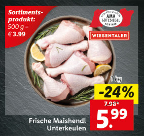 Frische Maishendl Unterkeulen
