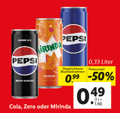 Cola, Zero oder Mirinda