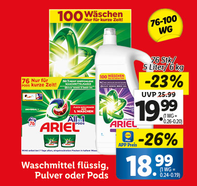 Waschmittel flüssig, Pulver oder Pods