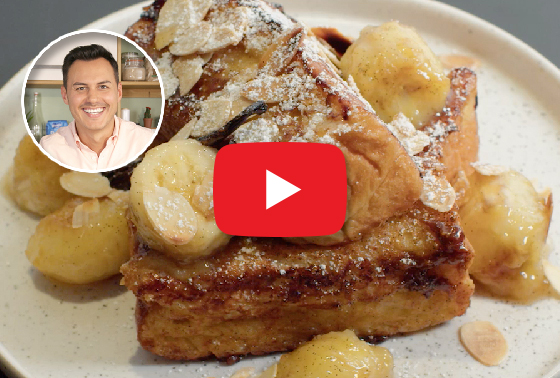 Brioche perdue au lait d'amande et bananes caramélisées