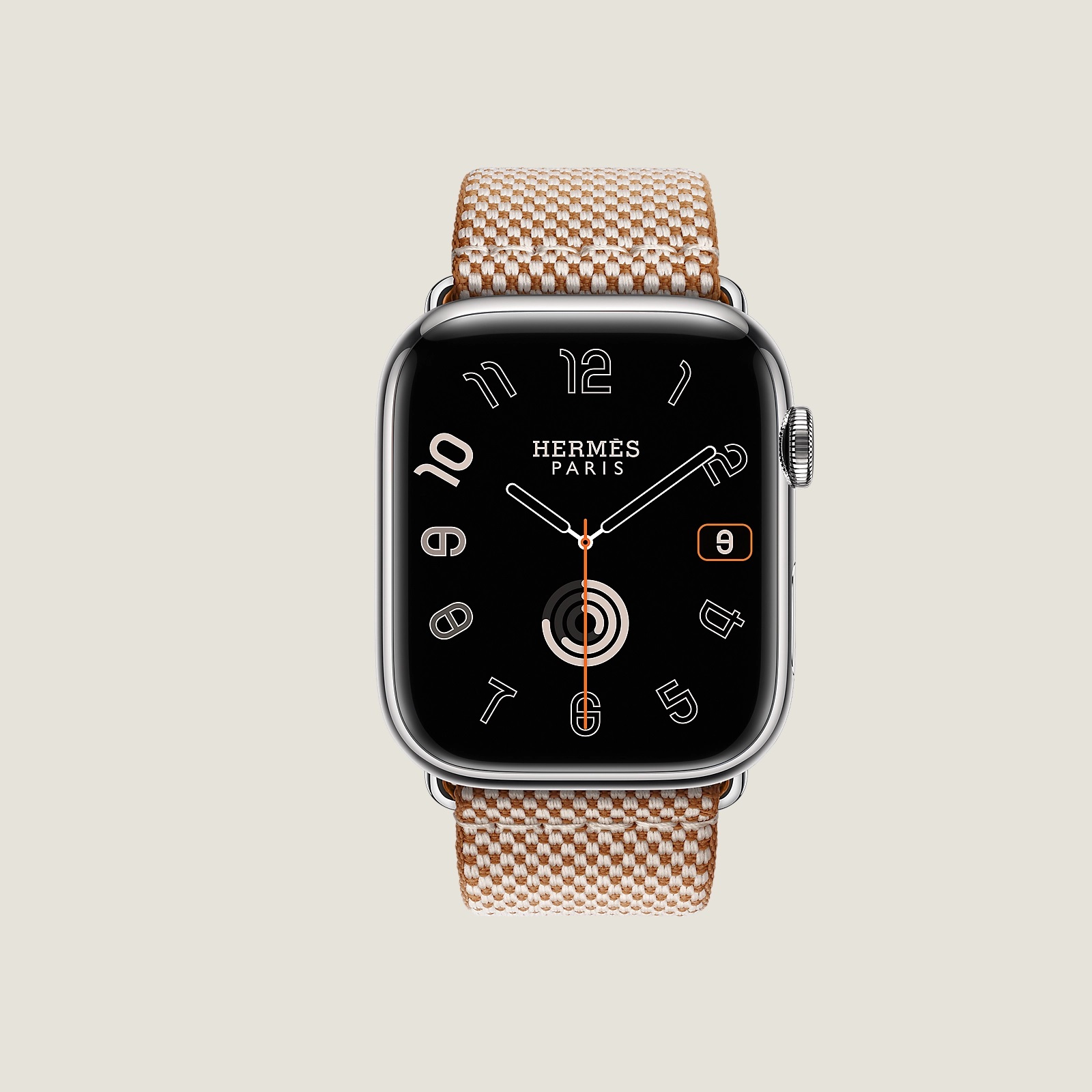 SERIES 9 CASE & BAND APPLE WATCH HERMES SINGLE TOUR 45 MM TOILE H
