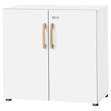 Schrank Start Up Wood, 2 OrdnerhÃ¶hen, abschlieÃbar, FuÃgleiter, B 800 x T 420 x H 744 mm, Holz, weiÃ