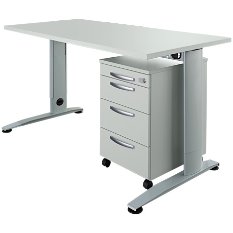 BÃ¼romÃ¶belset 2-tlg. LOGIN C-FuÃ Schreibtisch, B 1600 mm + Rollcontainer, 3 SchÃ¼be,