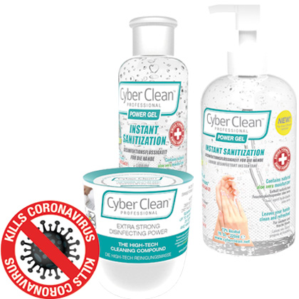 Cyber Clean Professional Hygienebundle, Reinigungsmasse, 160 g + HÃ¤ndedesinfektionsgel Power Gel, 60 und 220 ml
