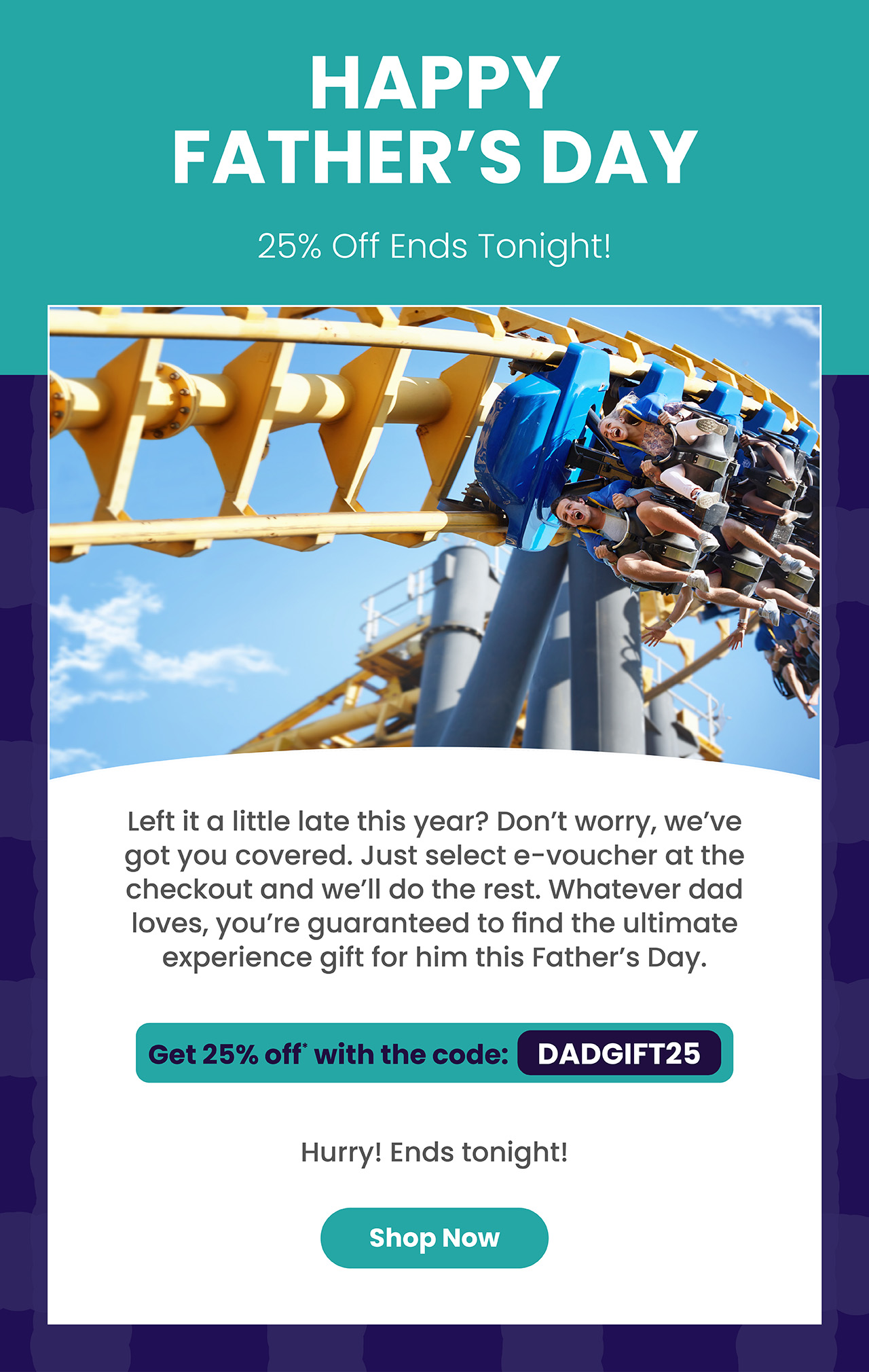 Happy Father's Day. 25% Off Ends Tonight!
