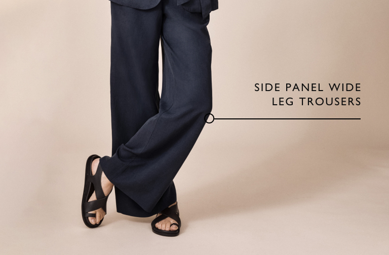 Side panel wide leg trousers