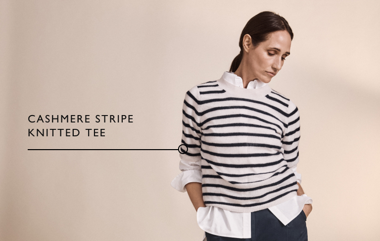 Cashmere stripe knitted tee