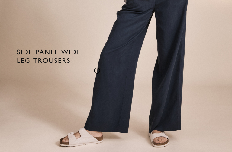 Side panel wide leg trousers